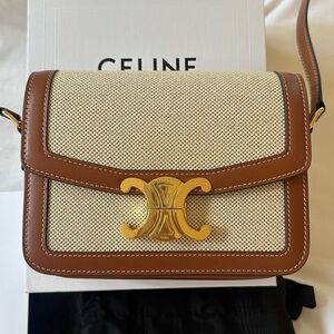 Celine teen triomphe bag in textile/calfskin